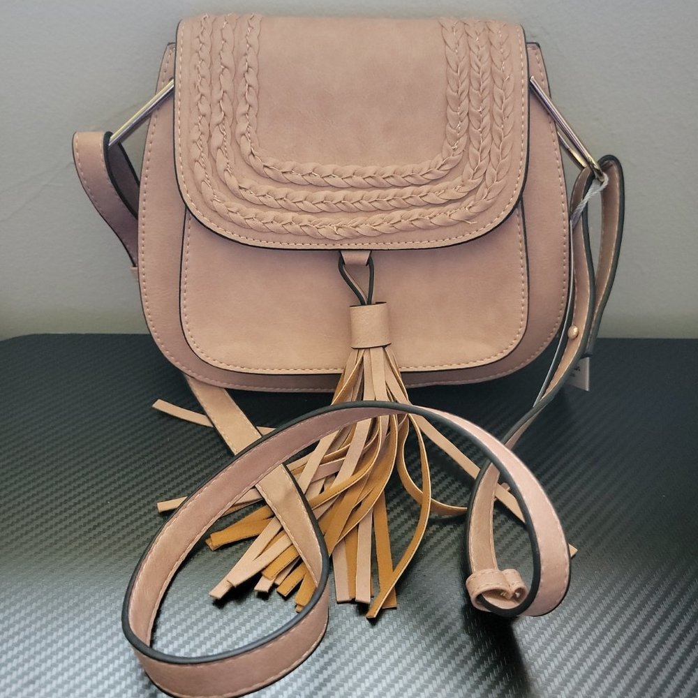 NWT Calin Collection crossbody bag purse light tan vegan PETA approved